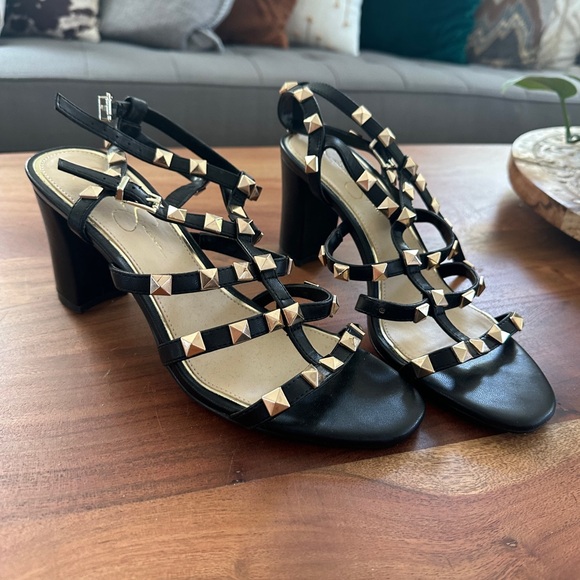 Jessica Simpson Black/Gold Studded Heels- 8 1/2 - Picture 5 of 7